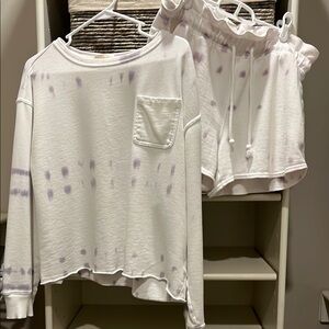 White and blue tie-dye lounge set-size M